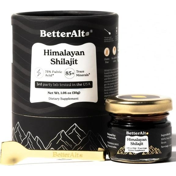 BetterAlt Pure Himalayan Shilajit Resin – High Potency Energy & Immune Support for Men & Women, 75 Servings