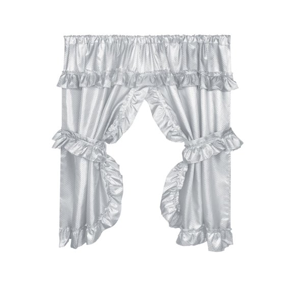 BetterBath Diamond Piqued Fabric Window Curtain with Ruffled Valance (70" x 45") - Grey