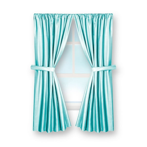 BetterBath Fabric Window Curtain with Tie-Backs (34" x 54") - Spa Blue