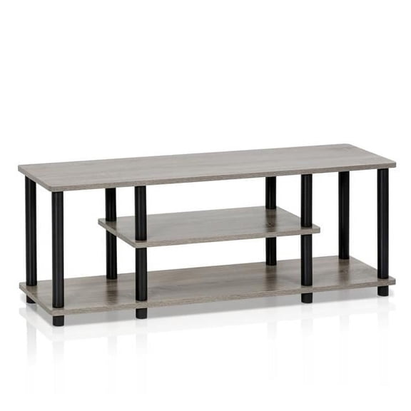 BetterBattery Adjustable Shelves Television Stand, Wood Plastic Gray, 23.72 lbs
