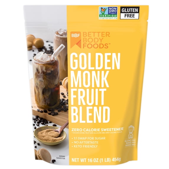 BetterBody Foods Golden Monk Fruit Sweetener Blend, Sugar Substitute, 1 lb