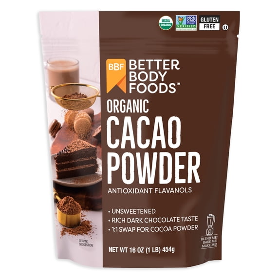 BetterBody Foods Organic Cacao Powder, Gluten-Free, 16 oz