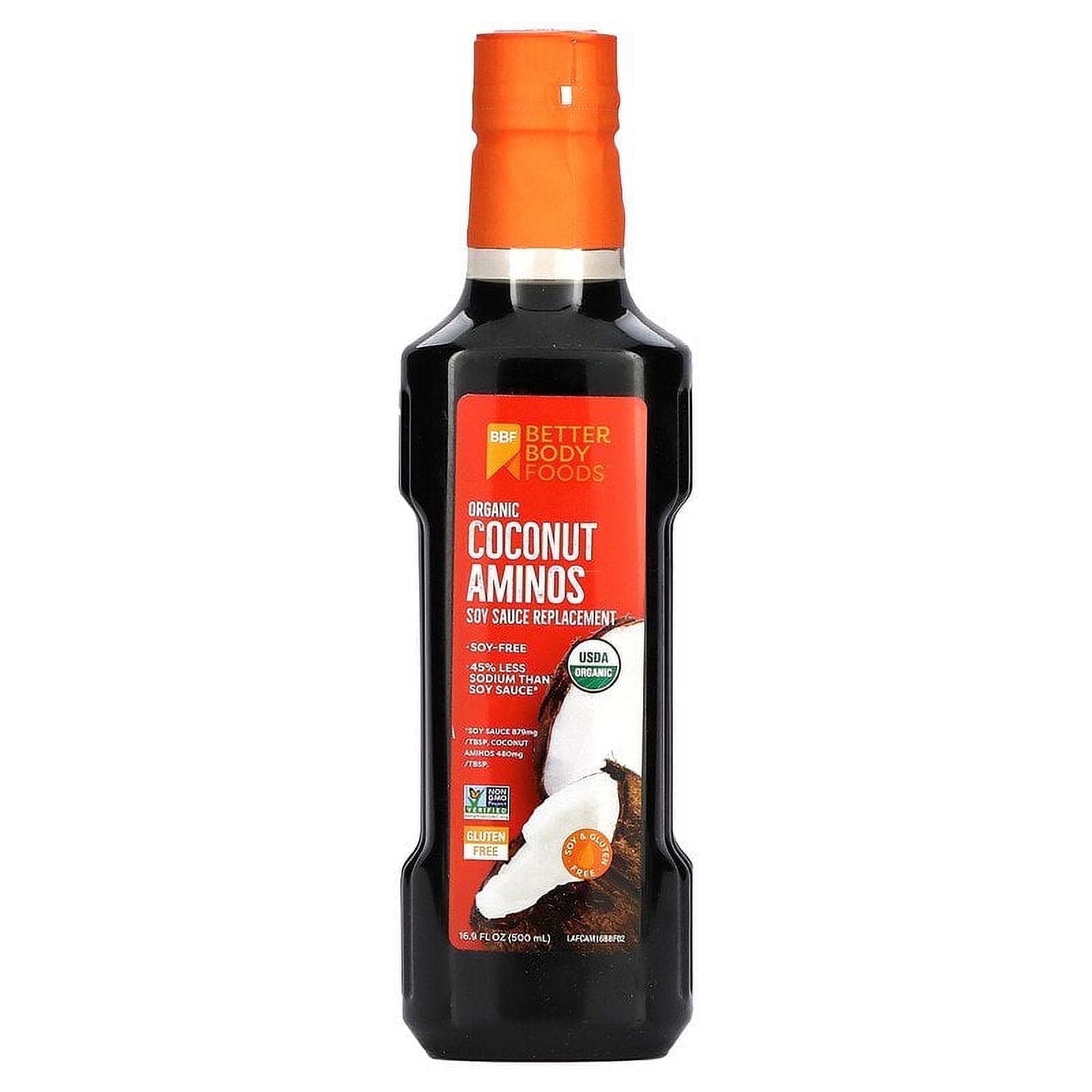 BetterBody Foods Organic Coconut Aminos Soy Sauce Replacement 16.9 fl oz (500 ml) Pack of 4