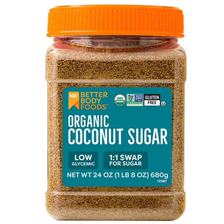 BetterBody Foods Organic Coconut Sugar 24 oz Unrefined Low-Glycemic Caramel  Flavor - Walmart.com