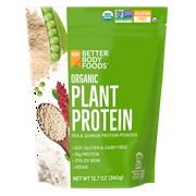 BetterBody Foods Organic Plant Based Protein Powder, 16g of Protein 24% DV, Vegan, 12.7 oz