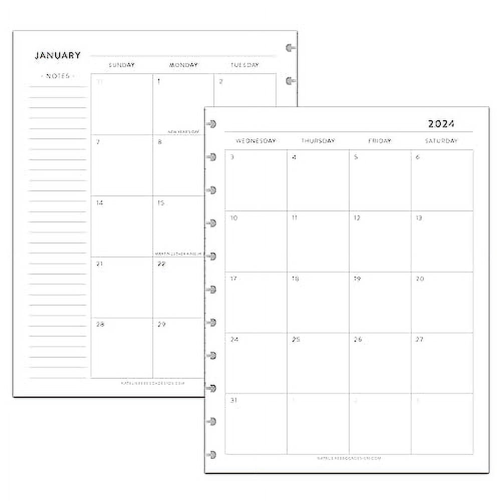 BetterNote 2024 Monthly Calendar Refill Fits Discbound Notebooks, Fits