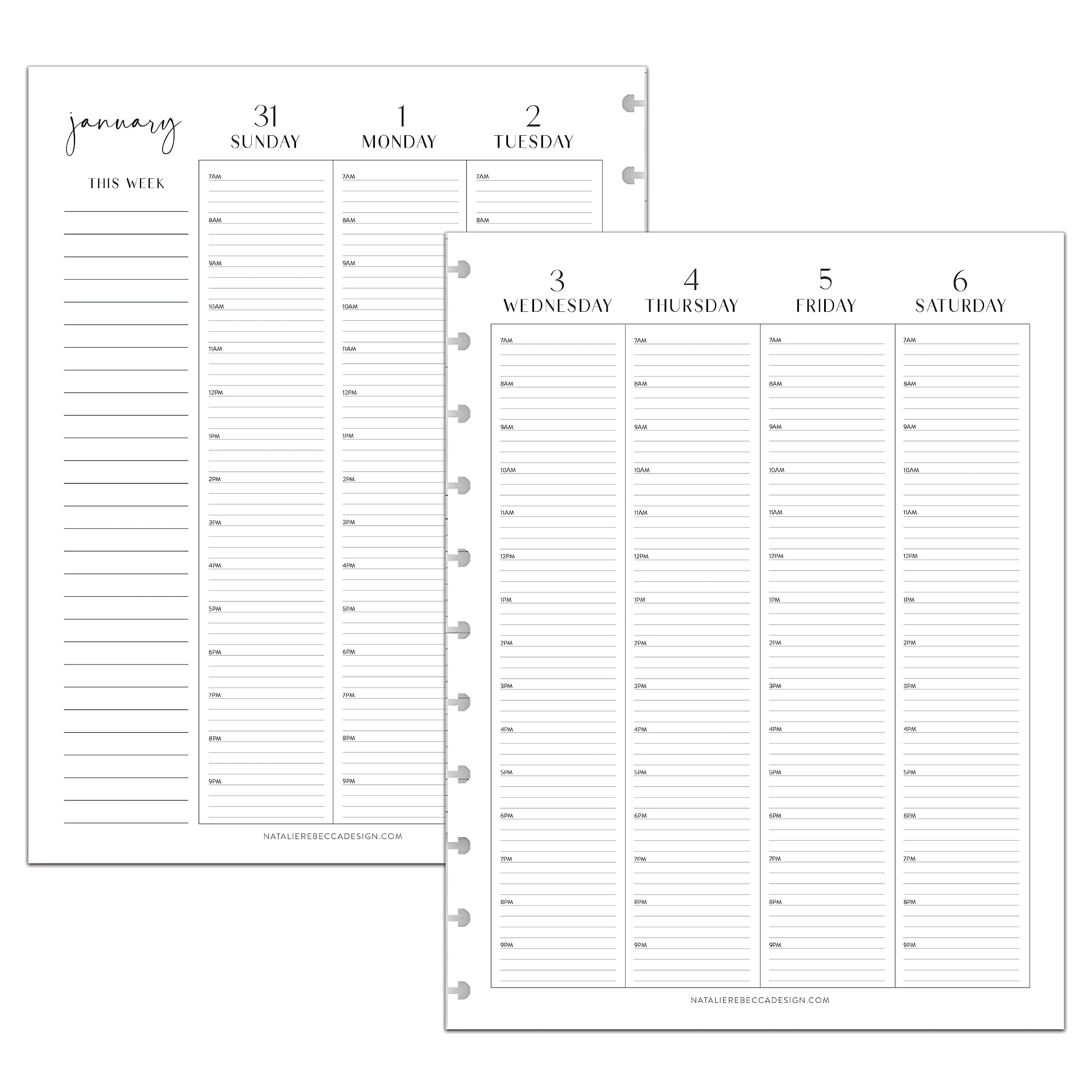 BetterNote 2025 HOURLY Calendar Refill for Disc Notebooks, Fits