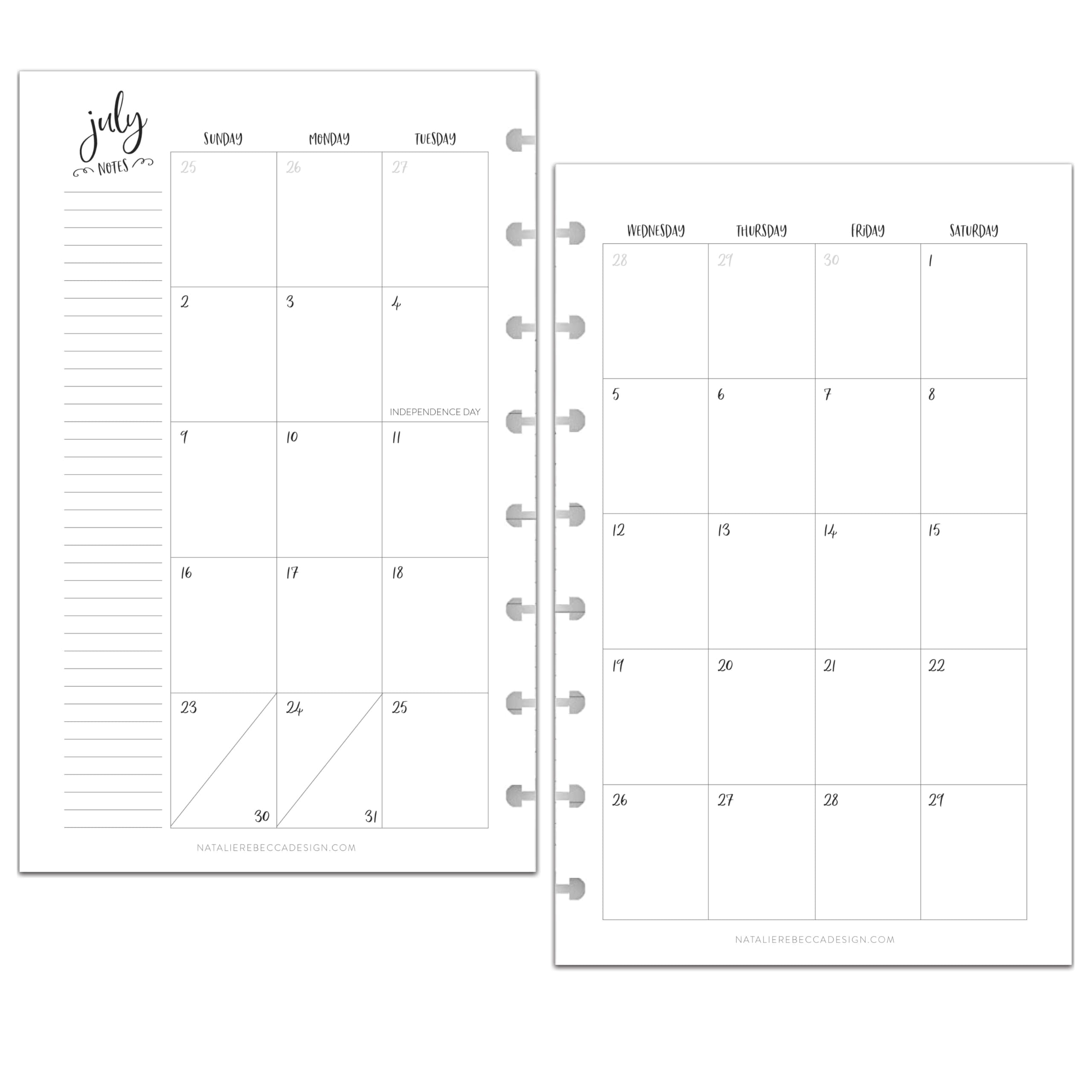 BetterNote July 2024 June 2025 Academic Monthly Calendar Refill for