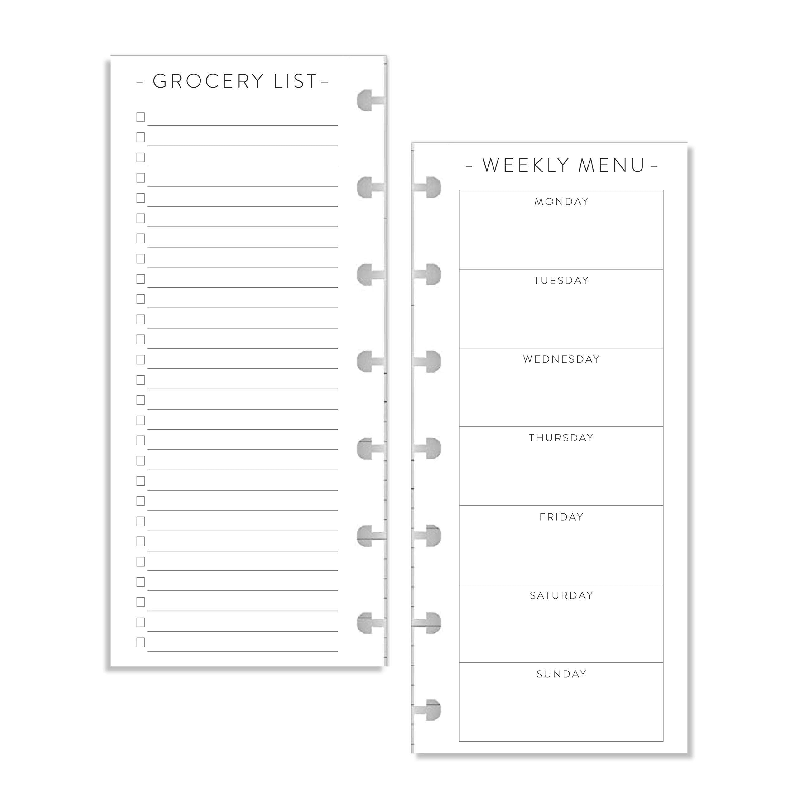 BetterNote Skinny Menu Grocery List Refills for Disc Notebooks, Fits Levenger Circa, Happy