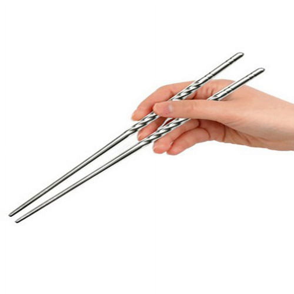 BetterZ 1 Pair Chinese Stylish Nonslip Design Chop Sticks Stainless Steel Chopstick
