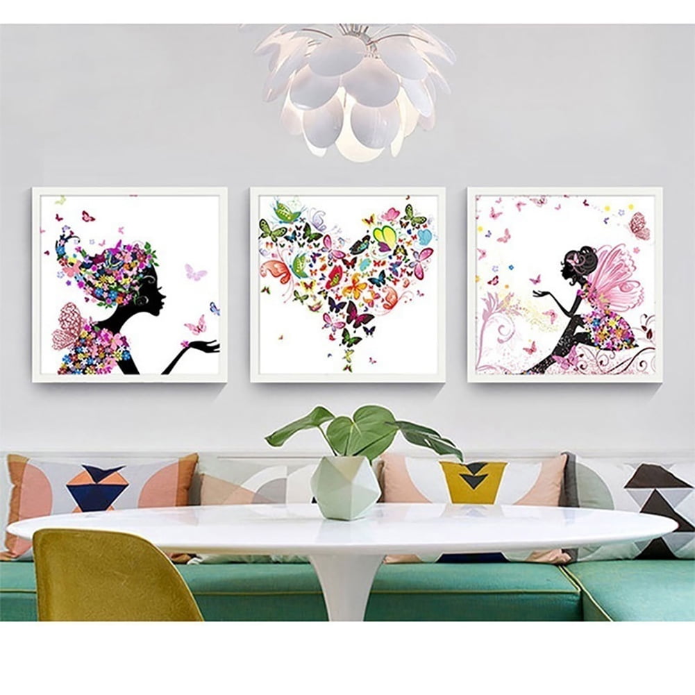 BetterZ Butterfly Flower Painting Decorative Picture Home Living Room ...