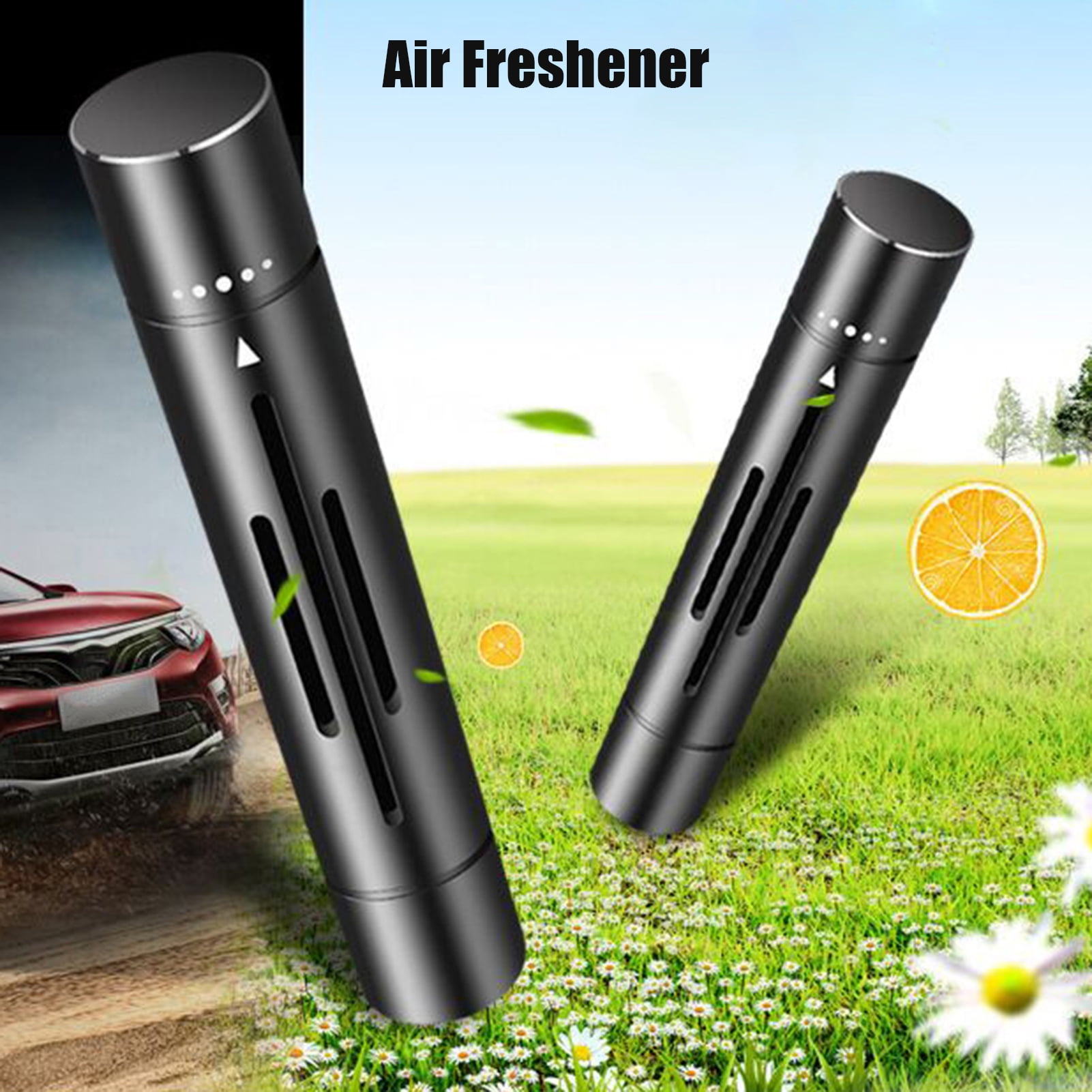 Our Aroma Cylindrical Car Diffuser Vent Clip for Essential Oil Aromatherapy  or Car Fragrance Diffuser with Fragrance Oils - 2 Aluminum Diffuser & 10