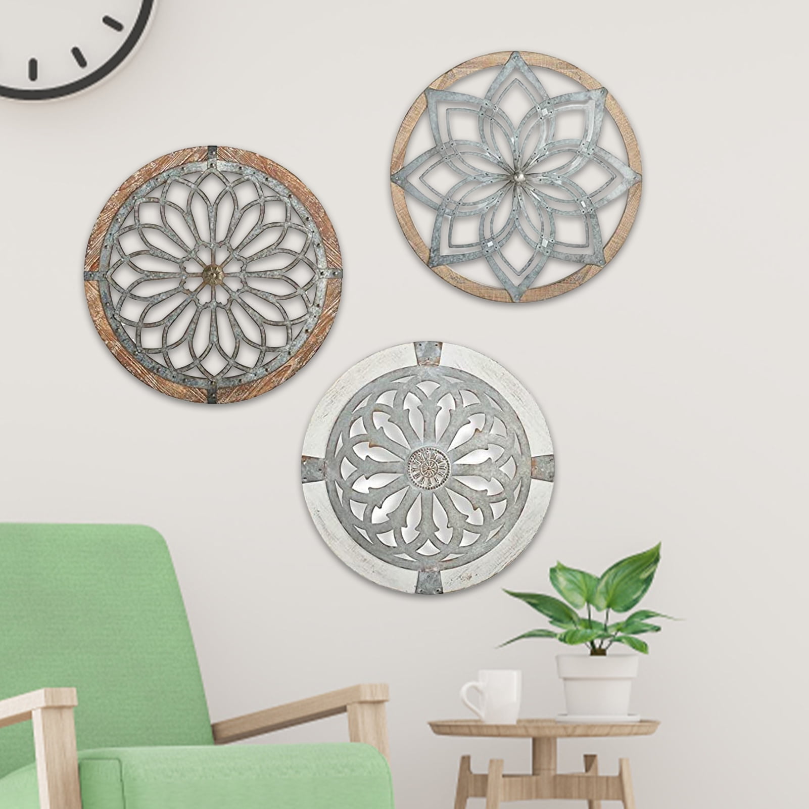 BetterZ Heritage Round Wall Art Exquisite Wall Hanging Wood Lightweight