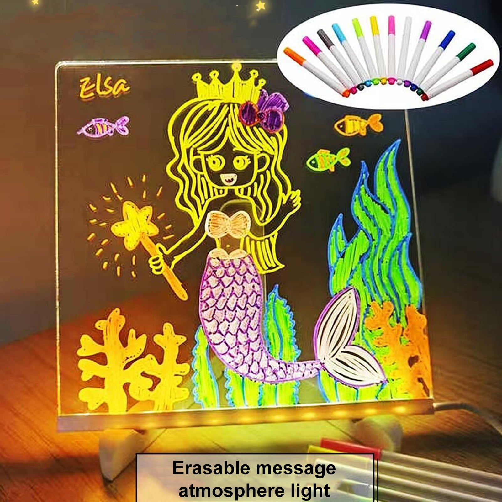 BetterZ LED Note Board with Stand Color Pens Clear Acrylic Dry Erase