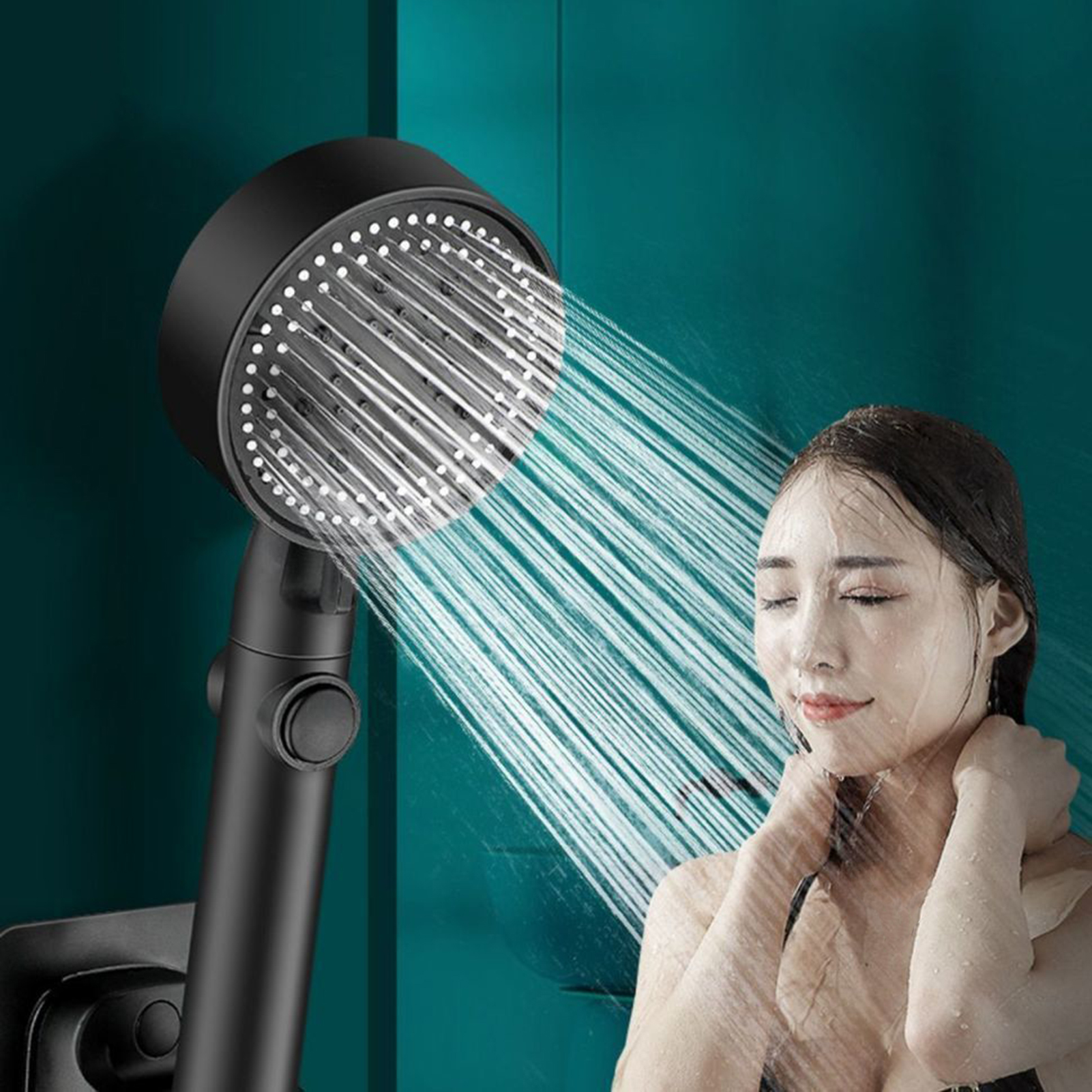 BetterZ Shower Head Handheld Onekey Stop 5 Setting Adjustable Anticlogging Water Saving
