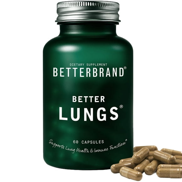 Betterbrand BetterLungs Daily Respiratory Health Supplement | with Mullein Leaf, Elderberry, Vitamin D, Ginseng and Reishi Mushroom | Lung Health, Allergy, Sinus, and Mucus Relief (60 Capsules)