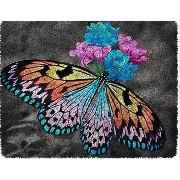 Betterfly Pattern Latch Hook DIY Rug Kits Embroidery Cushion Rug Making Kits Hello Kitty Pattern for Beginnner