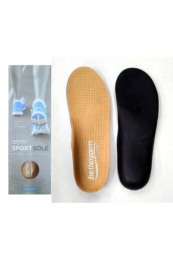 SportSole Leather Orthotic Arch Supports Replacement Shoe Insoles Full Length Men 11-11.5 / WOM 13+ Size I