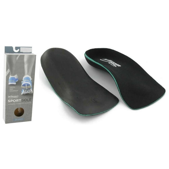 Betterform SportSole Orthotic Arch Supports Replacement Shoe Insoles 3/4 Length Men 9-9.5 / WOM 11-11.5 Size D