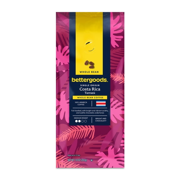 bettergoods Single Origin Costa Rica Tarrazu Whole Bean Coffee, Medium Roast, 10 oz