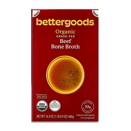 bettergoods Organic Grass Fed Beef Bone Broth, 16.9 oz Carton