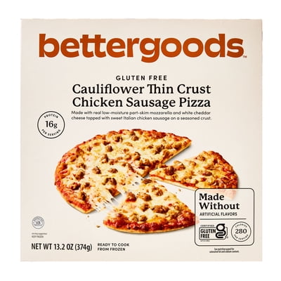 Bettergoods Gluten-Free Cauliflower Thin Crust Chicken Sausage Pizza, 13.2 oz (Frozen)