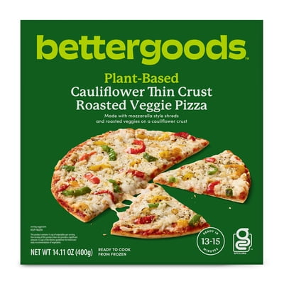 Bettergoods Plant-Based Cauliflower Thin Crust Roasted Veggie Pizza, 14.11 oz (Frozen)