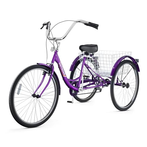 3-wheel Bicycle Betterland 7-Speed Adult Tricycle With Large Basket - 24/26 Inch 3-Wheel Cruiser Bike 3-wheel Cruise Bicycle