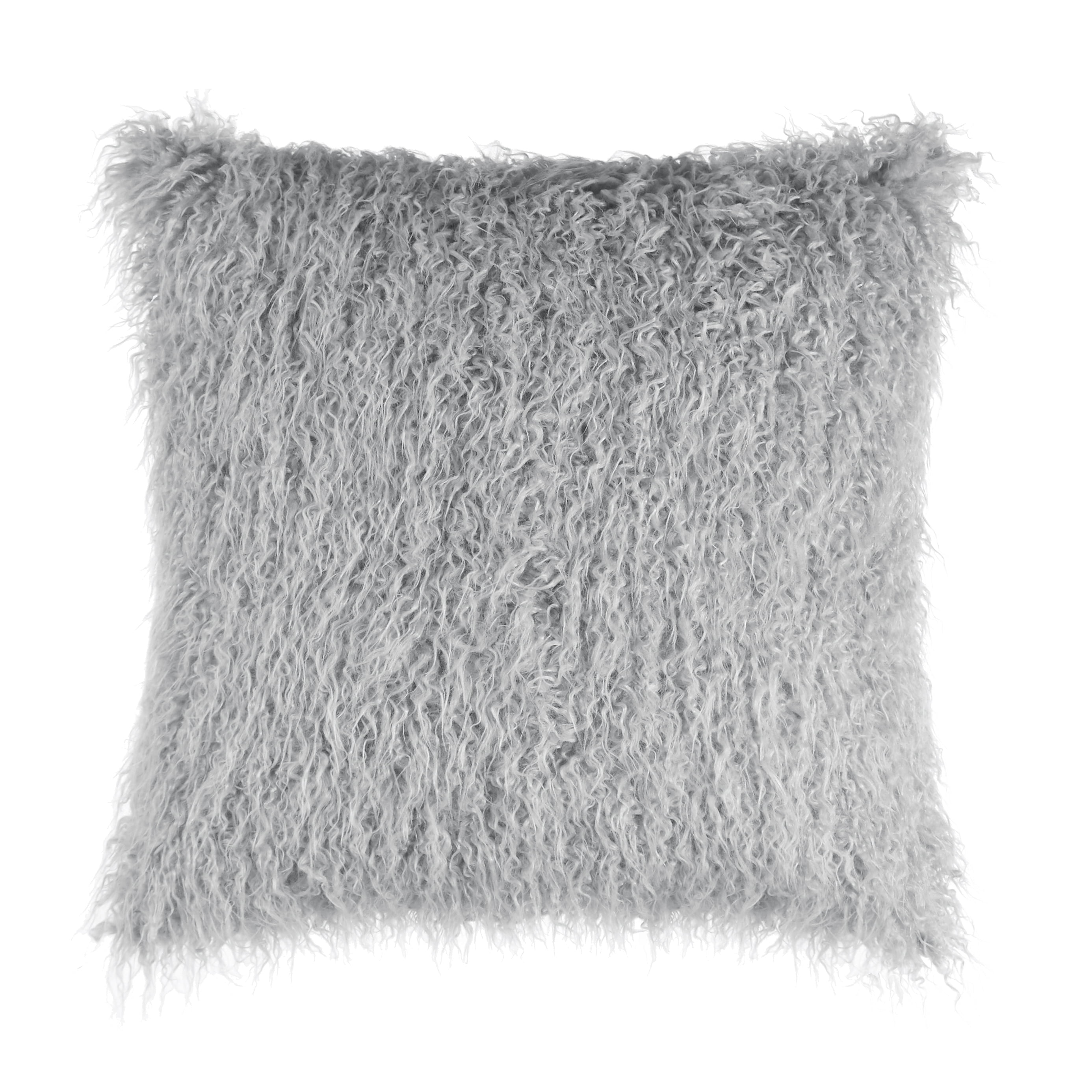 Fable Soft Gray Vegan Washable Faux Fur lumbar decorative Pillow