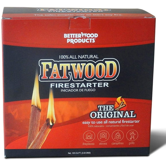 Betterwood 10lb Fatwood Natural Pine Firestarter 4 Pack for Campfire, BBQ, or Pellet Stove; Non-Toxic and Water Resistant