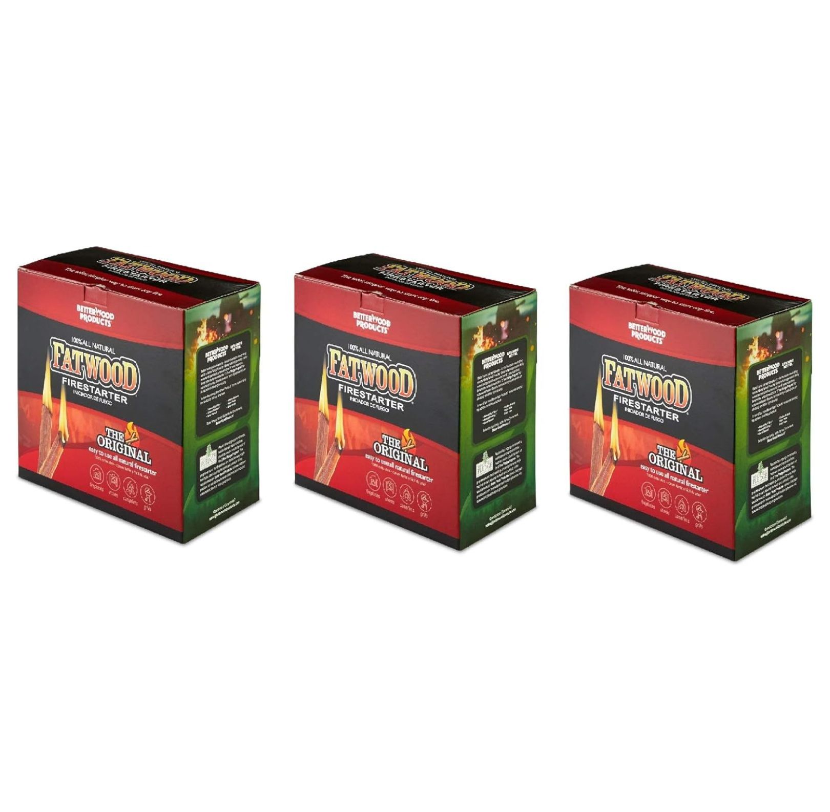 Betterwood 5lb Fatwood Natural Pine Firestarter (3 Pack) for Campfire