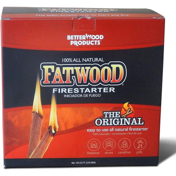 Betterwood Fatwood Natural Pine Firestarter for Campfire, BBQ, or Pellet Stove; Non-Toxic and Water Resistant