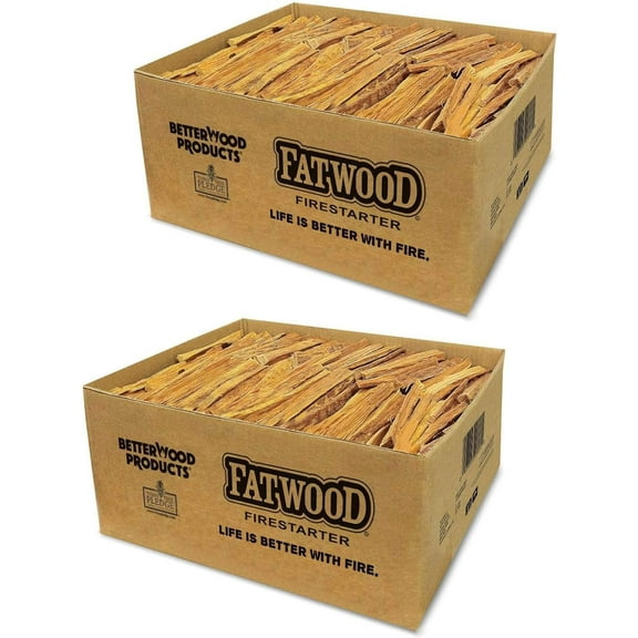 Betterwood Natural Pine Fatwood 50 Pound Firestarter 2 Pack; Campfire, BBQ, or Pellet Stove; Non-Toxic and Water Resistant; Safe and Easy Set- Up