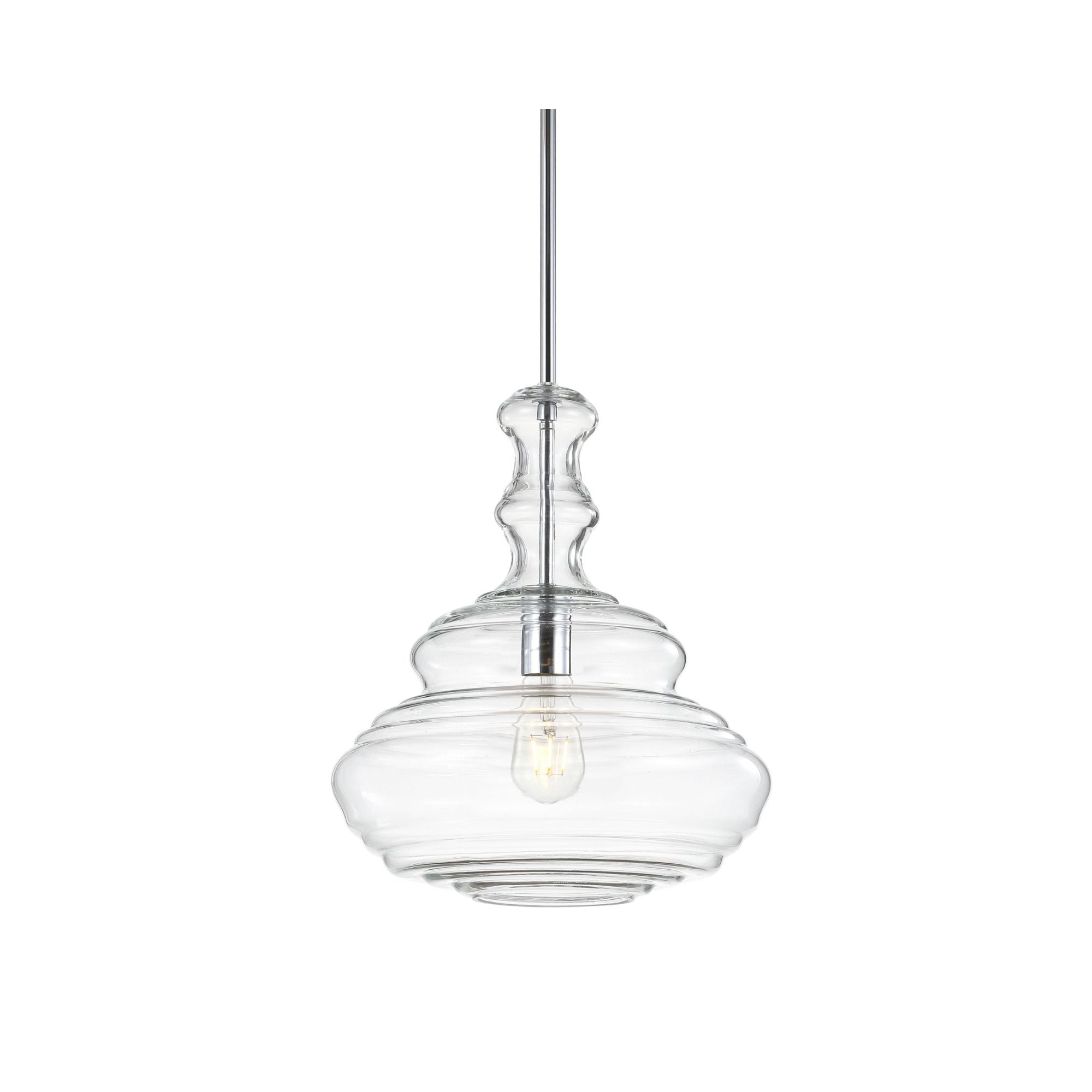 Bettina 13.37" Chrome Polished Clear Glass LED Pendant