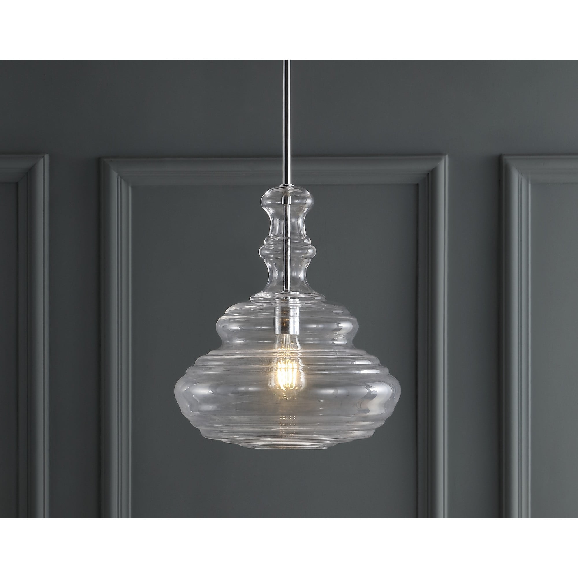 Bettina 13.37" Chrome Polished Clear Glass LED Pendant