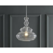 JONATHAN Y Bettina 13.37" Glass/Metal LED Pendant, Chrome/Clear