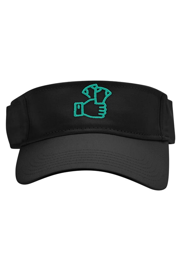Betting Money Embroidered Cotton Twill Sun Visor - Black OSFM