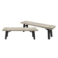 thumbnail image 1 of Bettinger Acacia Wood Outdoor Dining Benches, Set of 2, Light Gray Wash and Black, 1 of 7