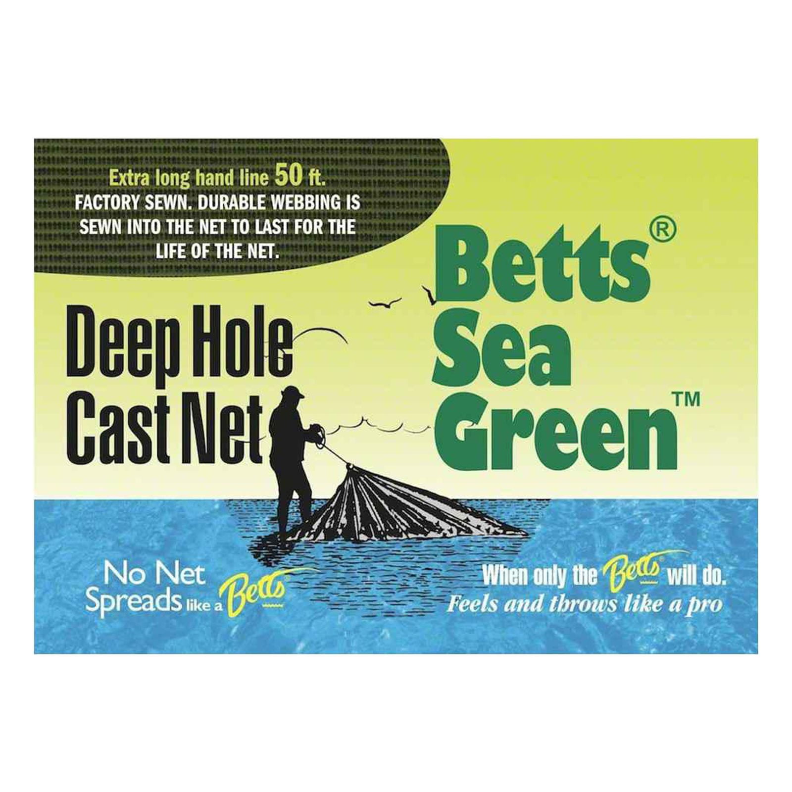 Betts 14-7-DH Sea Green Deep Hole Mono Cast Net 7' 5/8 Mesh Sewn-in 
