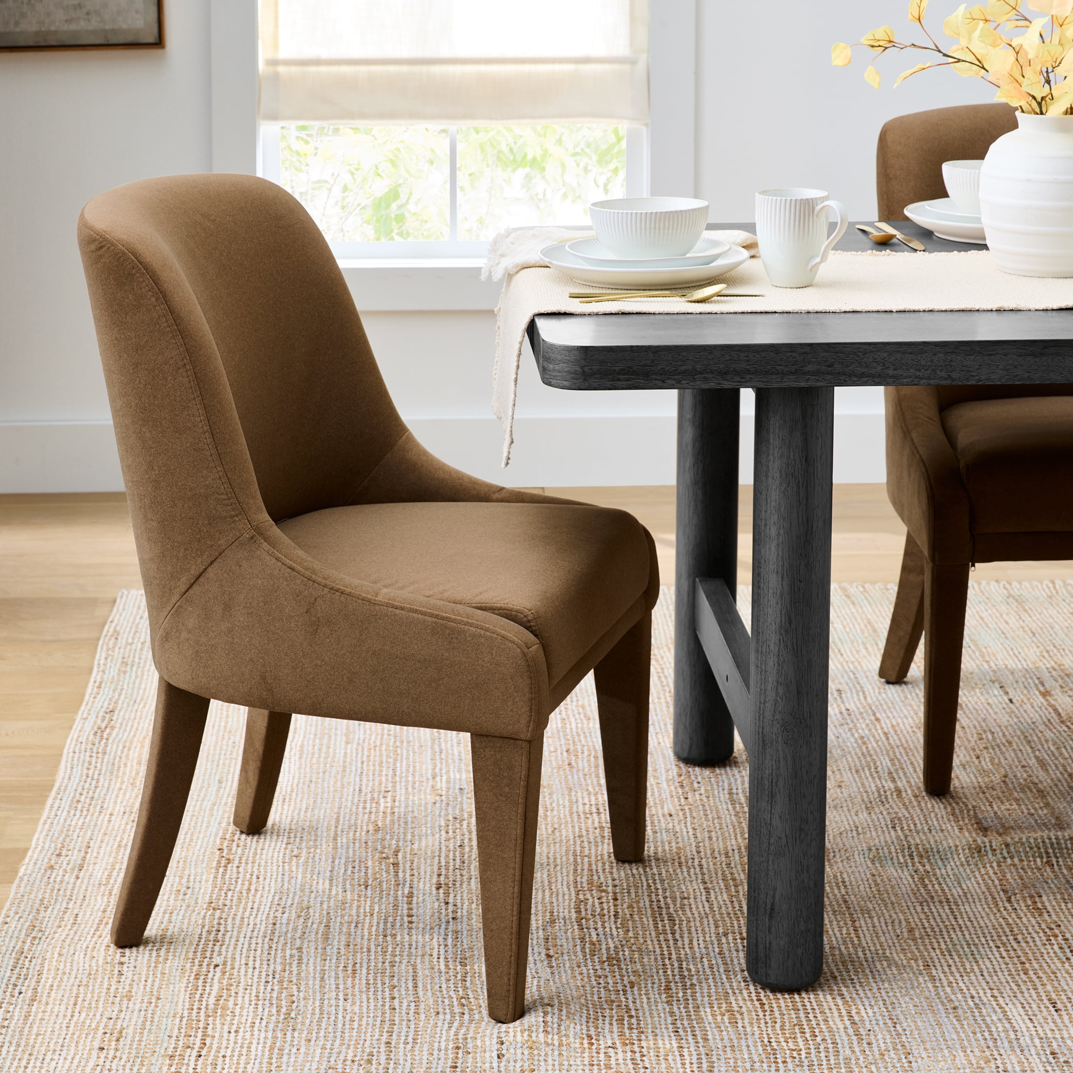 tobacco dining chairs Better Homes & Gardens Windsor Upholstered Dining Chair 2 Pack, Tobacco, Brown