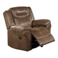Betty 41 Inch Manual Recliner Armchair, Pull Tab Mechanism, Rich Brown