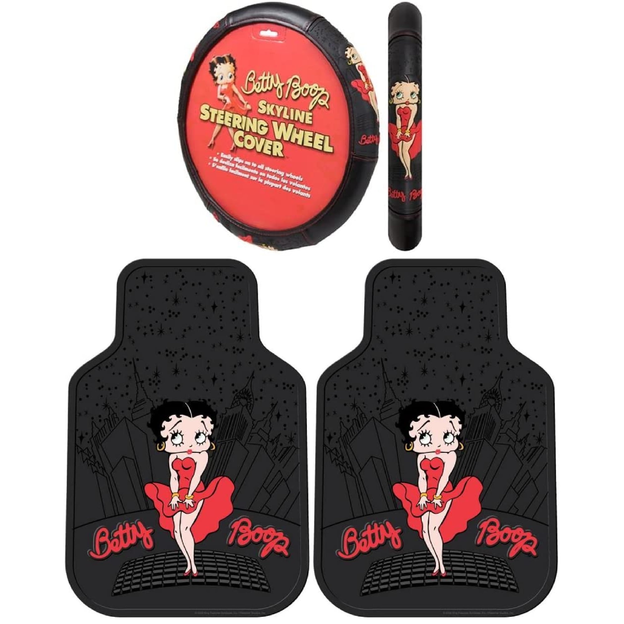 Betty Boop Car Accessories Set: 2 Universal Fit Front Vinyl Floor Mats ...