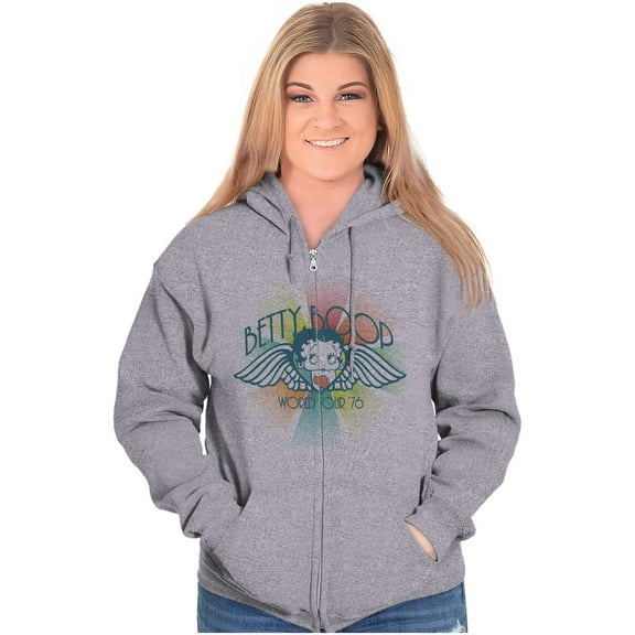Betty Boop 70s Cartoon TV Show Women Plus Size Zipper Hoodie Brisco Brands 5X