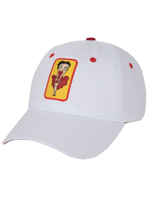 Betty Boop 864801 Polyester Betty Boop 6 Panel Strap Closure Adjustable Hat, White
