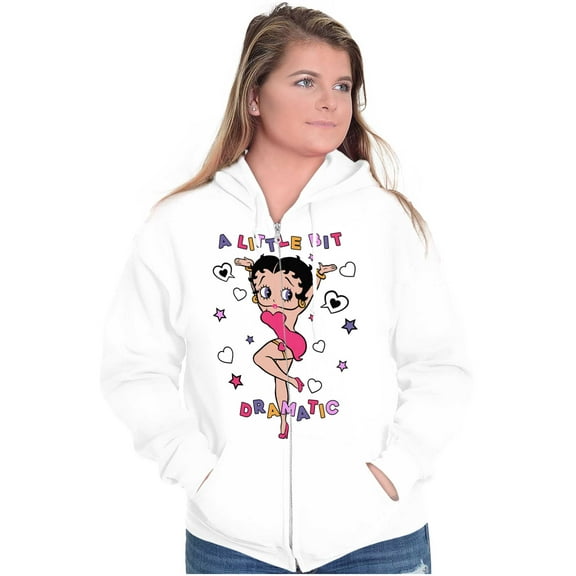 Betty Boop A Little Bit Dramatic Zip Hoodie Sweatshirt Women Brisco Brands S
