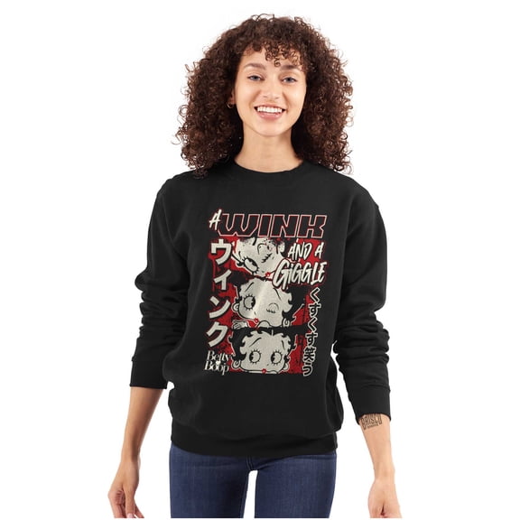 Betty Boop A Wink And A Giggle Women Crewneck Sweatshirt Brisco Brands S