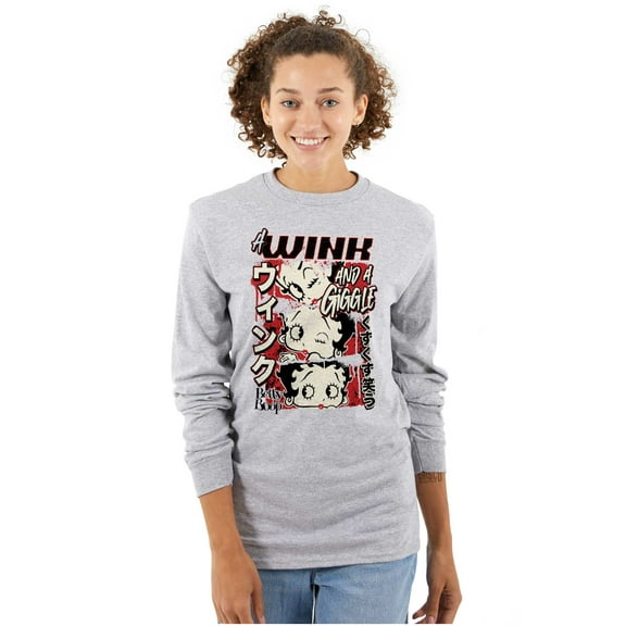Betty Boop A Wink And A Giggle Women Plus Size Long Sleeve Tee Brisco Brands 3X