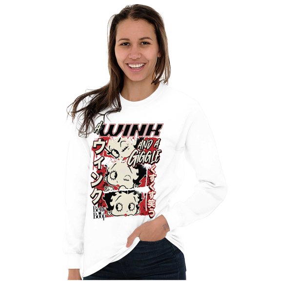 Betty Boop A Wink And A Giggle Women's Long Sleeve T Shirt Brisco Brands S