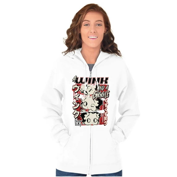 Betty Boop A Wink And A Giggle Zip Hoodie Sweatshirt Women Brisco Brands L