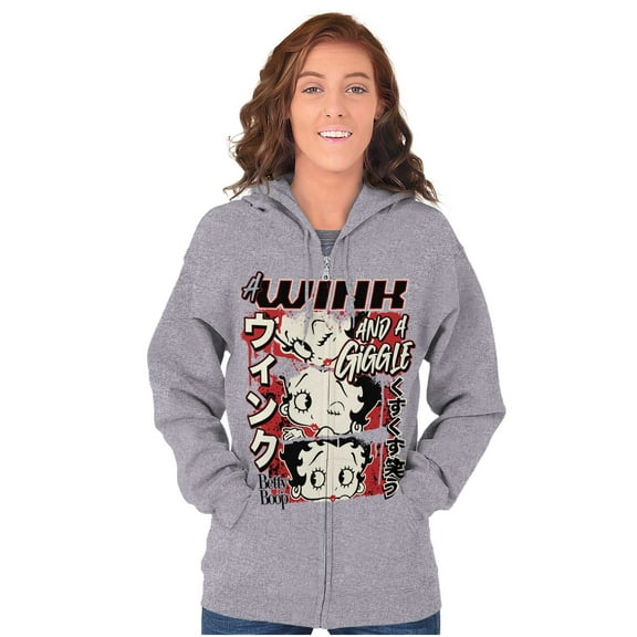 Betty Boop A Wink And A Giggle Zip Hoodie Sweatshirt Women Brisco Brands X